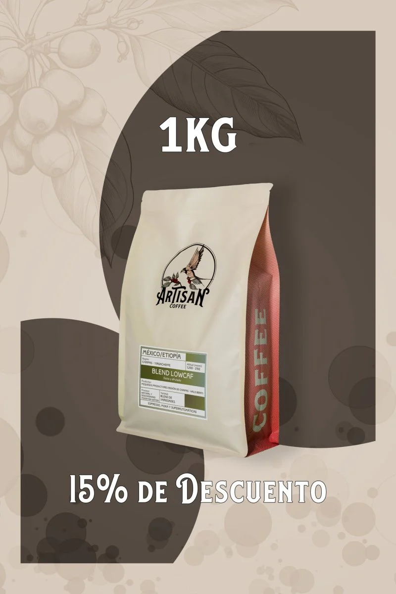 Blend Lowcaf – Café de México y Etiopía · Baja Cafeína · Espresso y Moka - Image 2