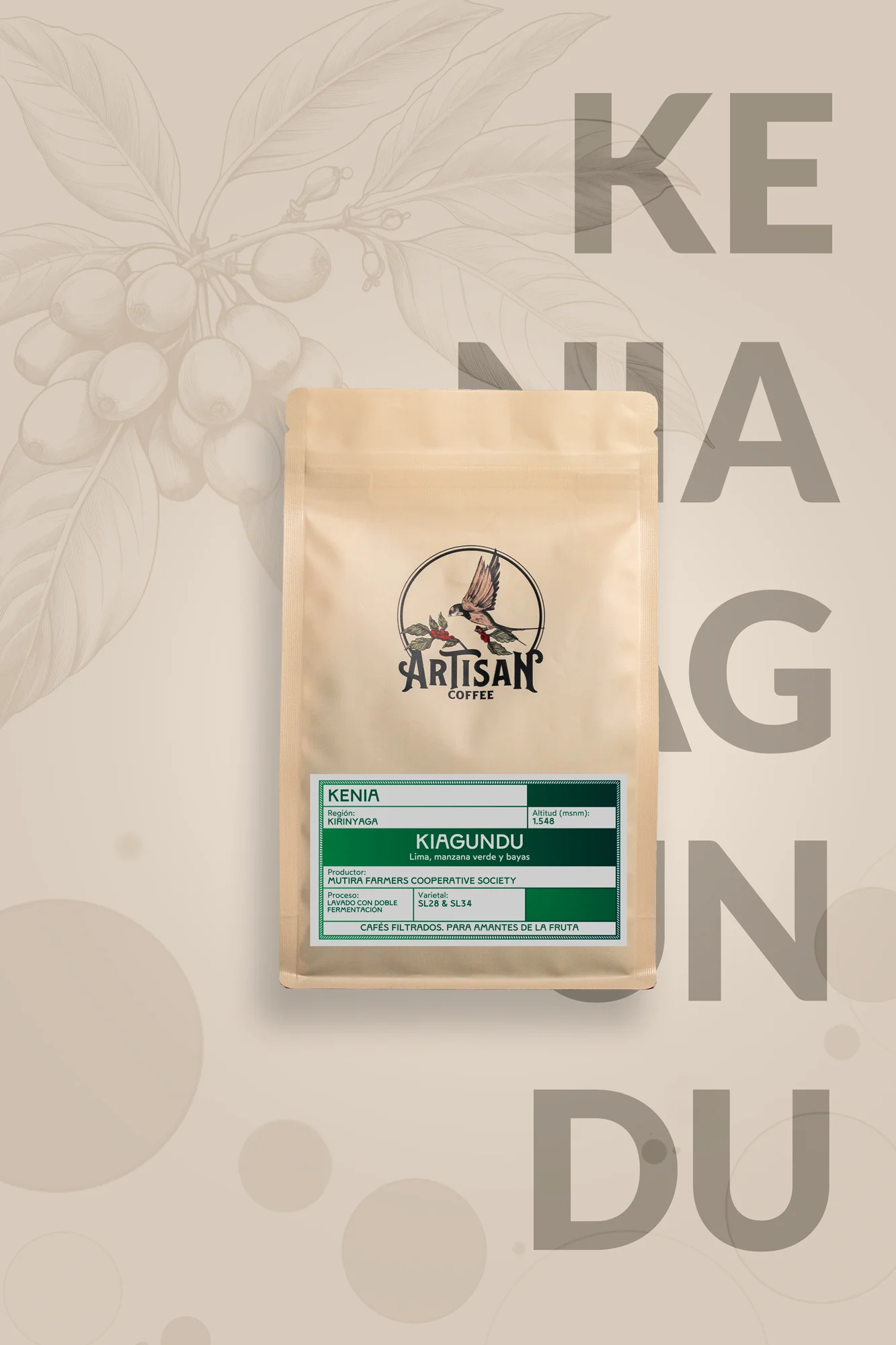 Kiagundu – Café de Kenia · Lavado con doble fermentación