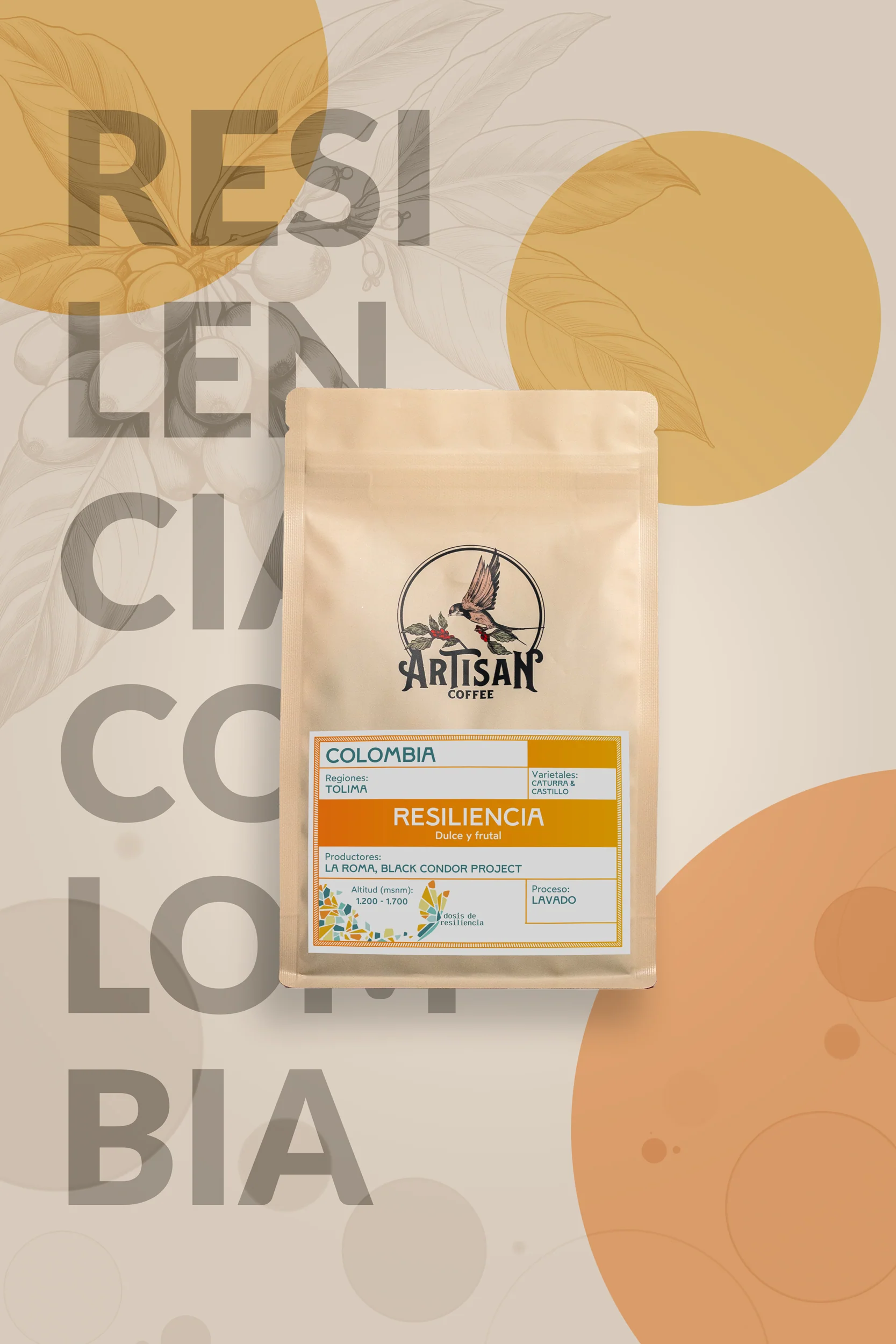 Dosis Resiliencia y Black Condor · Dosis de Dulzura y Fruta. Café de Colombia. Café benéfico